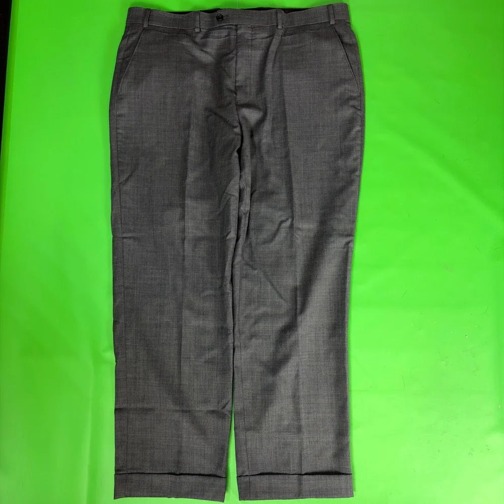 Ralph Lauren Dress Pants Mens 38/29 Grey 100% Wool Natural Stretch Cuffed Slacks